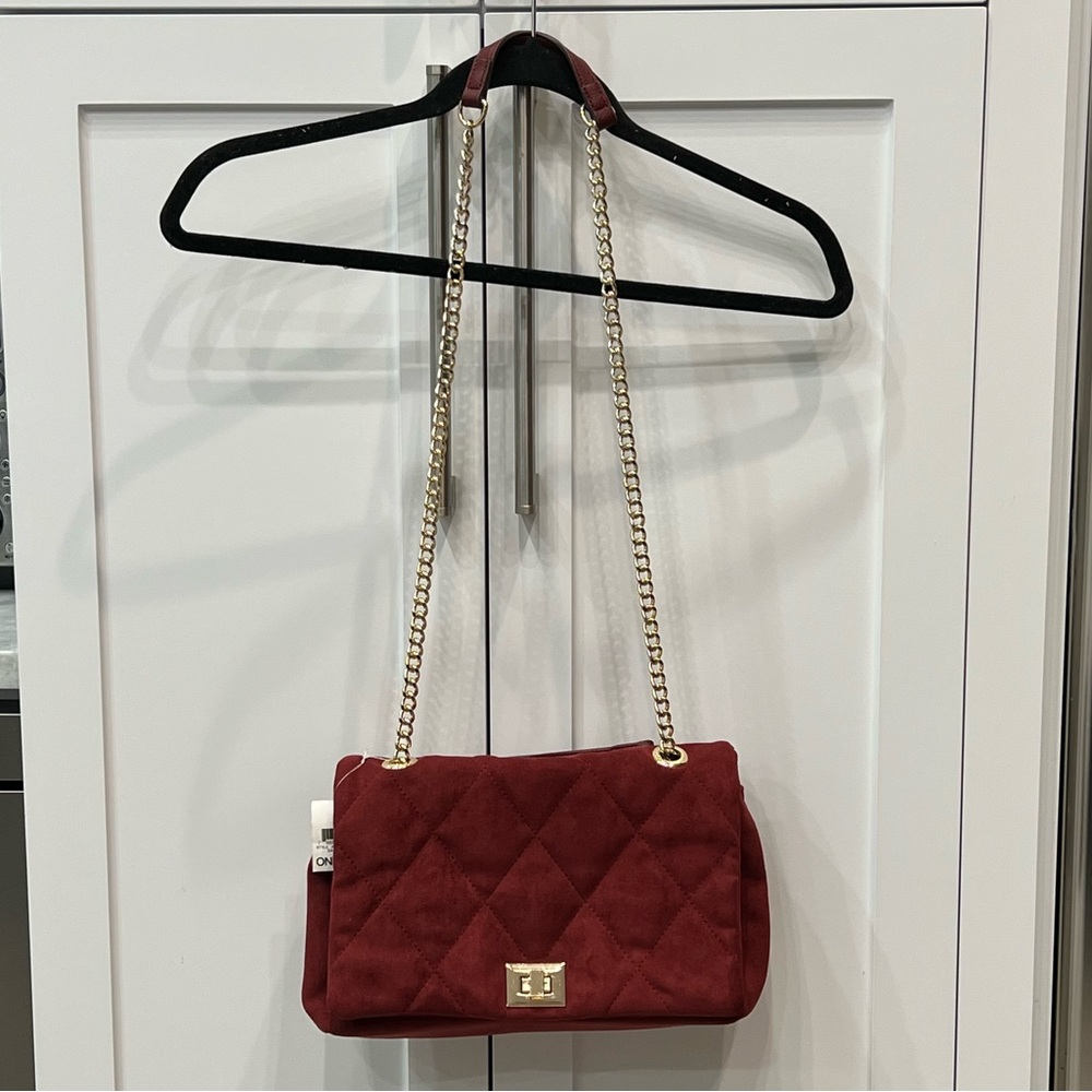 INC International Concepts Burgundy Velvet Ajae Quilted Crossbody/Should… - Picture 16 of 16